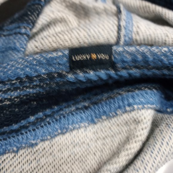 LUCKY BRAND MENS BAJA STRIPE HOODIE 100 % COTTON BIG TALL MAN SIZE XXL BLUE NWT - Picture 7 of 8